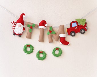 Christmas nursery decor, christmas decoration, felt name banner, custom baby name