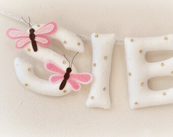 Baby name sign, Dragonfly nursery decor, custom baby name, kids room decoration