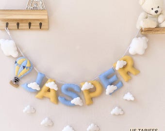 Personalized Hot Air Balloon Nursery Decor: Baby Name Banner