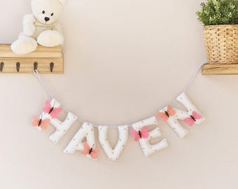 Custom baby name, Butterflies nursery decor