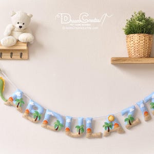 Baby wall art, name sign, Dinosaur nursery decor, felt name banner, personalized gift, felt letters, baby gift, baby shower, baby garland 画像 2