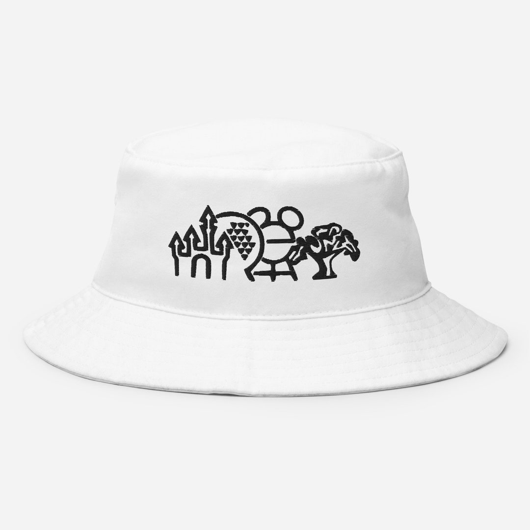 Disney Parks Bucket Hat Embroidered Disney Parks Icons Hat White Adult Bucket Hat Disney Trip