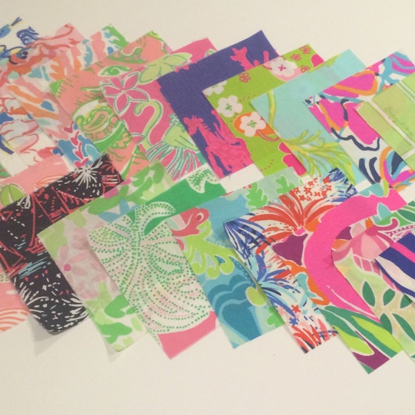 Lilly Pulitzer fabric squares 5 X 5 inches   20 pieces