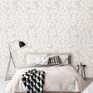 Delicate Leaf Removable Wallpaper / Leaf Self Adhesive Wallpaper / Nursery Leaf Wall Mural / Leaf Wall sticker - CM003