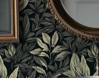 Moody Fern Leaf Wallpaper: Dark Green Botanical Peel and Stick