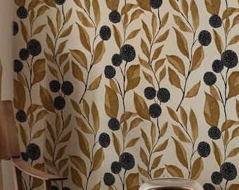 Peel Stick Botanical Wallpaper, Leaf Removable Wall Mural, Boho Scandinavian Accent Wall Decor 457