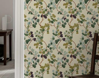 Peel and Stick Botanical Wallpaper, Green Vine Wallpaper, Moody Vintage Wallpaper, Removable Wallpaper 529