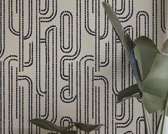 Abstract Monochrome Wallpaper | Black Polka Dot Line Art Pattern | Minimal Japandi Scandinavian Wall Mural 525
