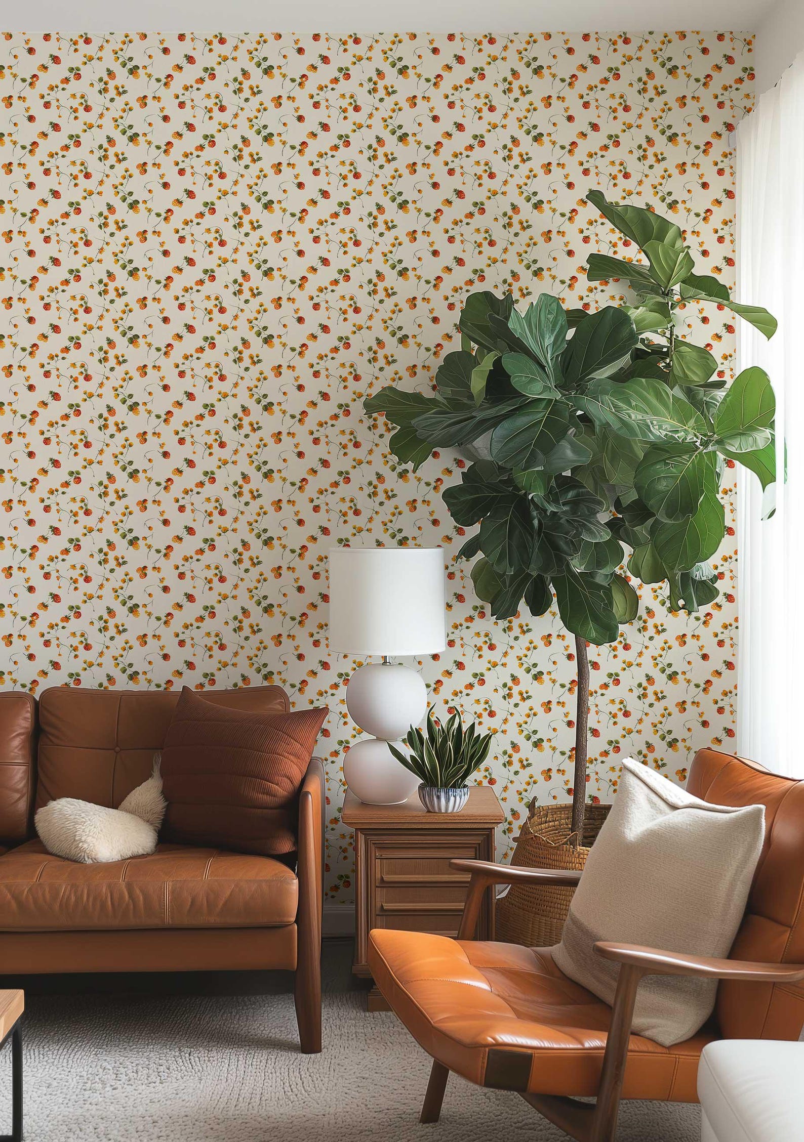 Vintage Strawberries Wallpaper: Cottagecore Floral Peel and Stick Mural ...