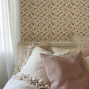 Vintage Strawberries Wallpaper: Cottagecore Floral Peel and Stick Mural ...