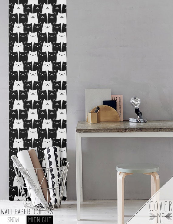 Cats Removable Wallpaper / Nursery Self Adhesive Wallpaper / Etsy