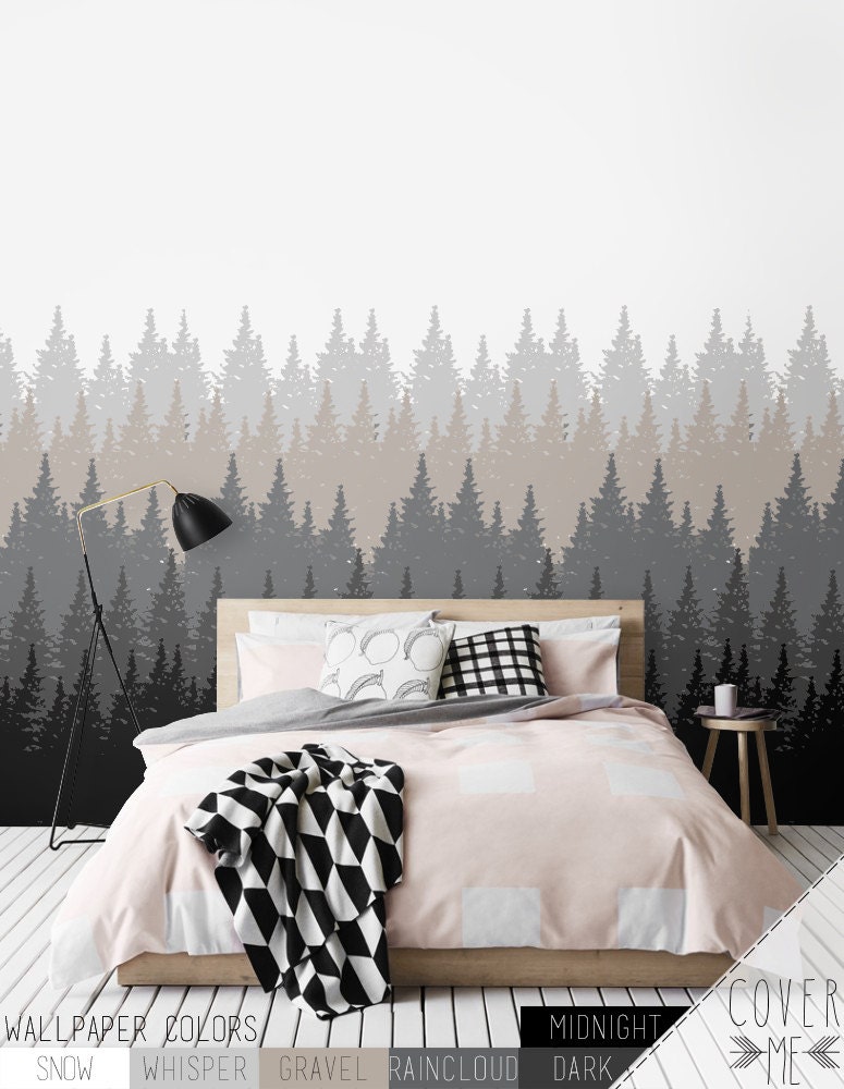 Removable Forest Wallpaper / Self Adhesive Wallpaper / Nature Etsy