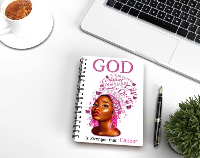 Breast Cancer Notebook, Afro Notebook 5.5" x 8.5,  Journal, Black Girl Journal, Journaling
