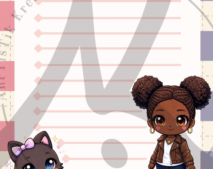 Chibi Notepad, Nova and Bean, Stationery (Digital Download