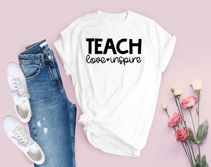 Teach Love Inspire , Leopard Teacher Shirt, Teacher Appreciation Gift , Cute Teacher Shirt