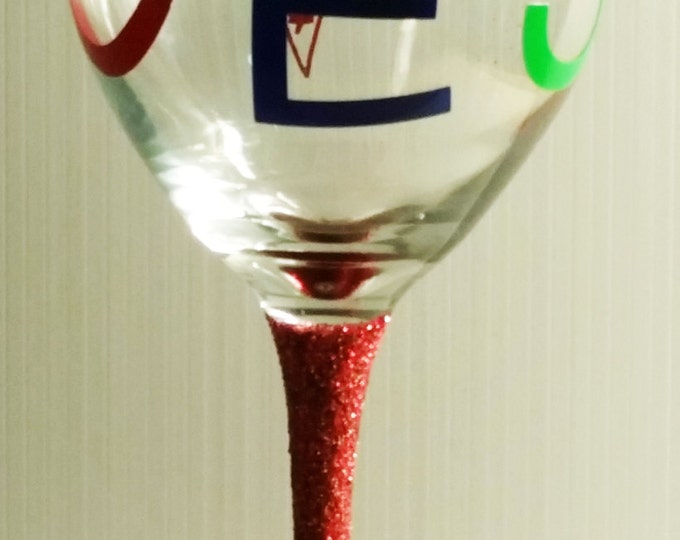 Order of the Eastern Star Glitter Wine Glass