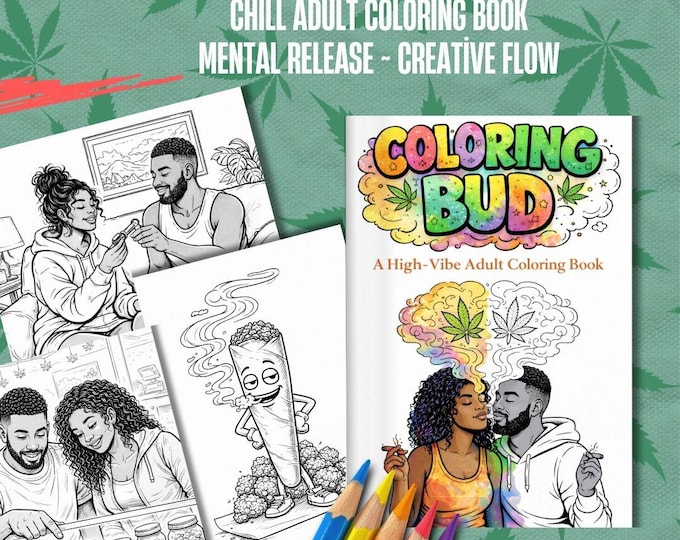 420 Coloring Book for Adults – DIGITAL DOWNLOAD Coloring Bud | Weed, Cannabis, Stoner Art & Relaxation Activities