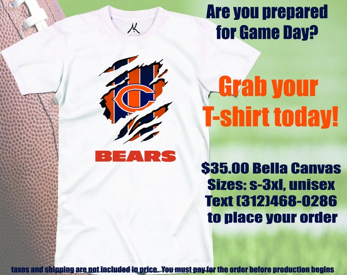 Bears ripped tee- Football shirt-Game day shirt- Football Season tee-Women's football shirt-Football graphic tee- tailgate