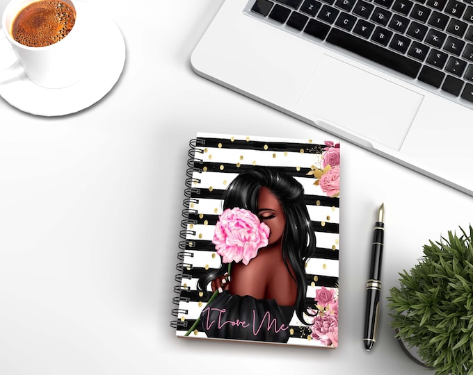 I LOVE ME Journal, Afro Notebook 5.5" x 8.5,Black Girl Magic, Journal, Black Girl Journal, Journaling,