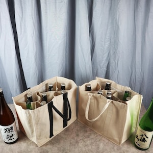 Tamago Bag / Canvas Bag / Einkaufstasche / Einkaufstasche aus schwerer Baumwolle mit einer Kapazität bis zu 15 kg / Weinflaschentasche / Viele Taschenbeutel / Einkaufstasche mit Trennwand
