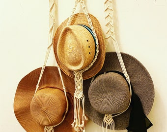 Macrame hat holder- get your hats organized and beautifully displayed!Minimalistic hat organizer!