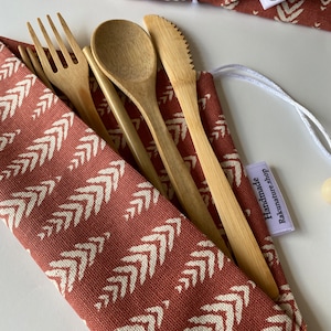 Reusable cutlery pouch- eco-friendly flatware pouch- no plastic, sustainable, zero waste gift- travel utensil bag.