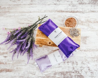 Almohada de satén para ojos, antifaz para dormir con semillas de lino y lavanda, ayuda para la relajación, hecha a mano en California.