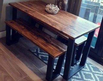 Scaffold Board Dining Table / Bench - Made to Order / Industrial / Rustic / Reclaimed - Steel Leg Frames