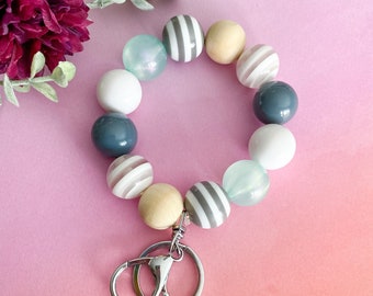 Beautiful Sunset Keychain Bracelet / Bracelet Keychain / Bubblegum Beads Keychain / Key Wristlet