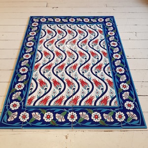Iznik tulip pattern Tile wall decor with border
