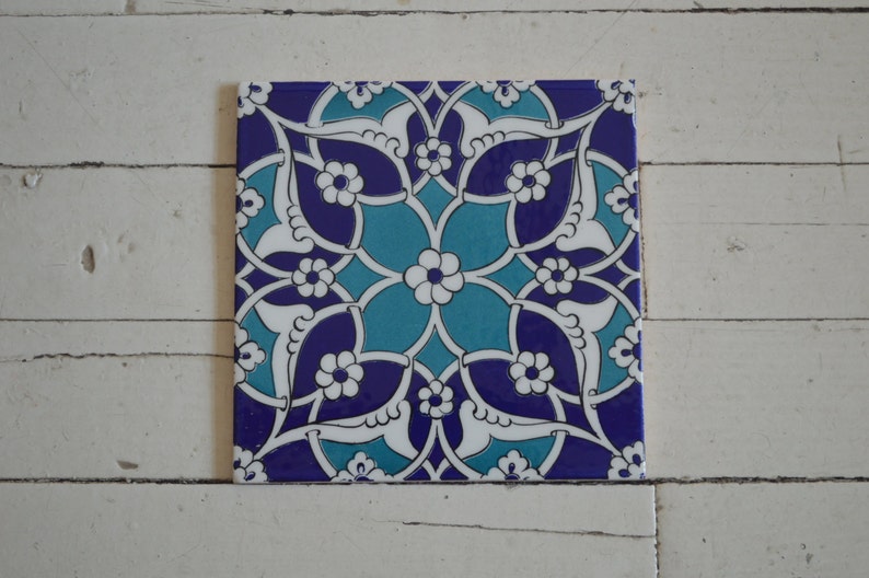 4 pieces set Wall decor tile Turkish Iznik tile set of 4 pieces Ottoman design image 4