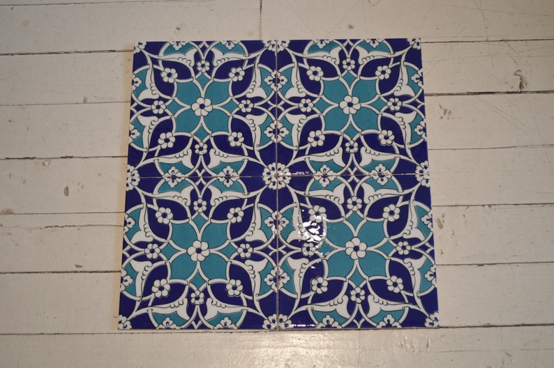 4 pieces set Wall decor tile Turkish Iznik tile set of 4 pieces Ottoman design image 1