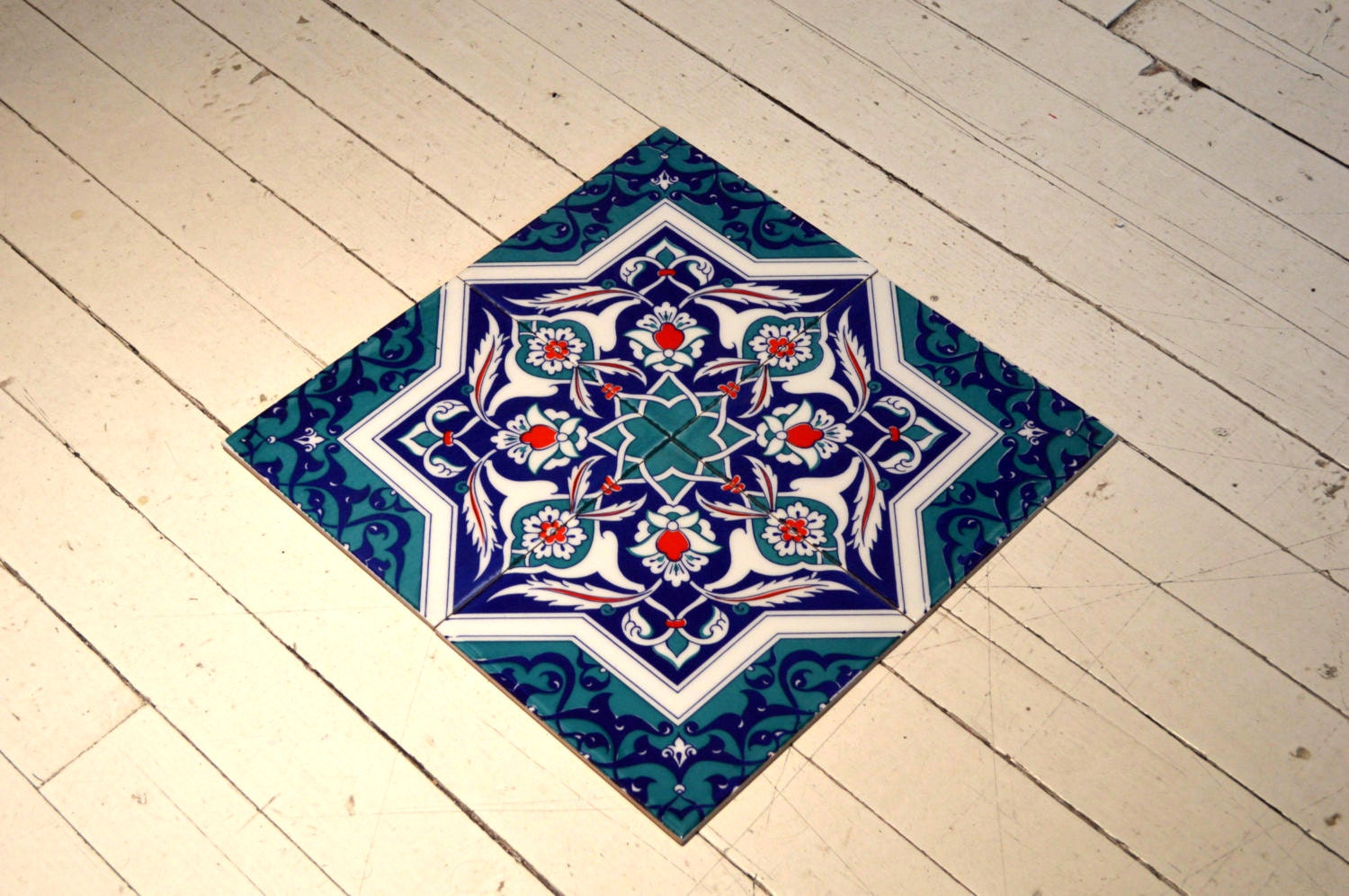 Kitchen Tile turkish Iznik Tile Print Made and Ottoman Design With Blue