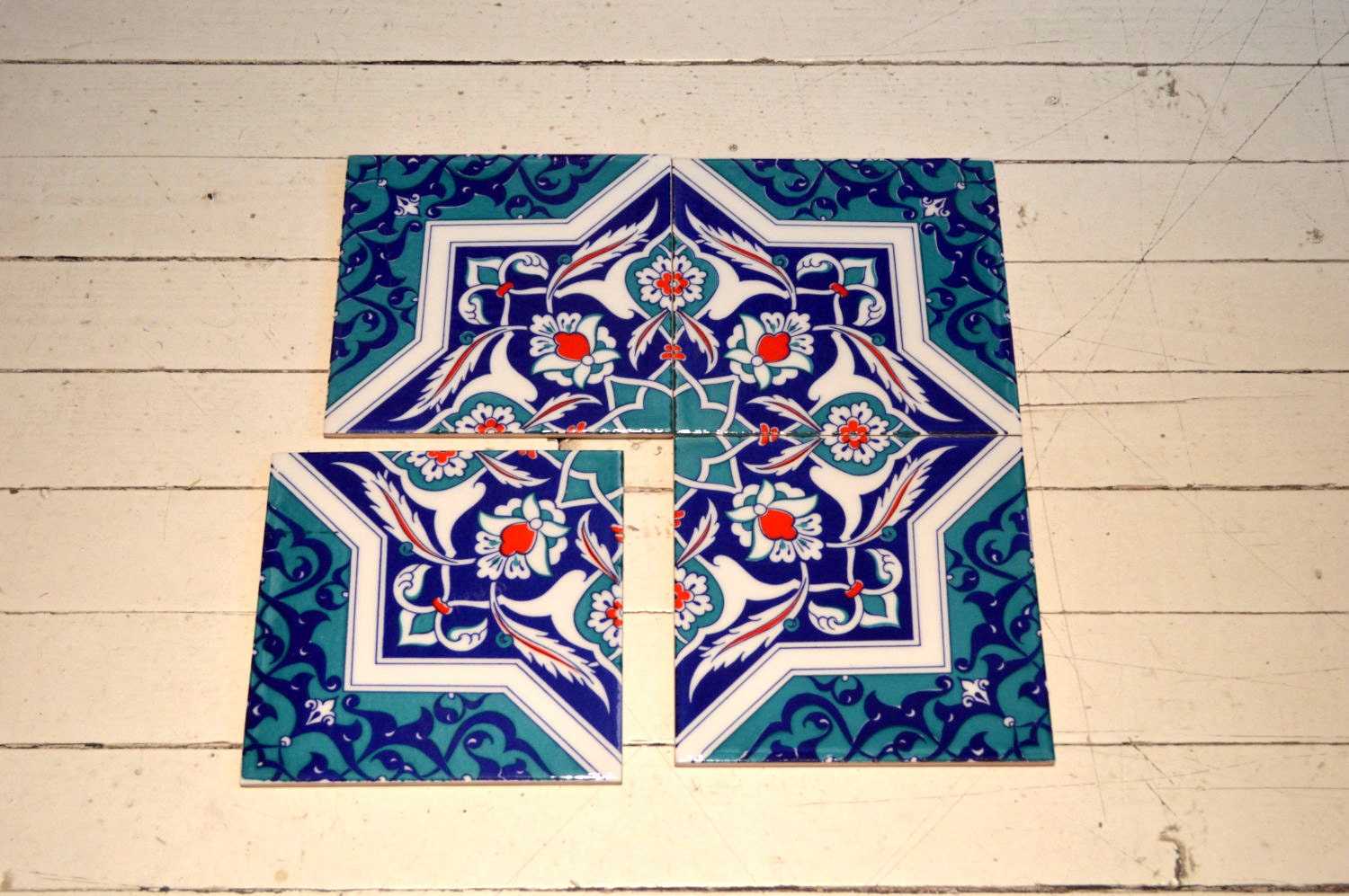 Kitchen Tile turkish Iznik Tile Print Made and Ottoman Design With Blue