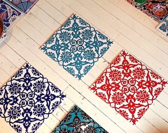 Iznik tile -Relief Tile and handmade Wall tiles with 16 pieces each fragment different color ( 80cmx80cm )
