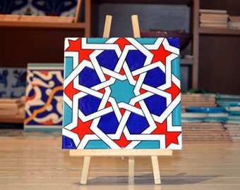Turkish Seljuk  tile Geometric design   size is 8"x8" 20cmx20cm