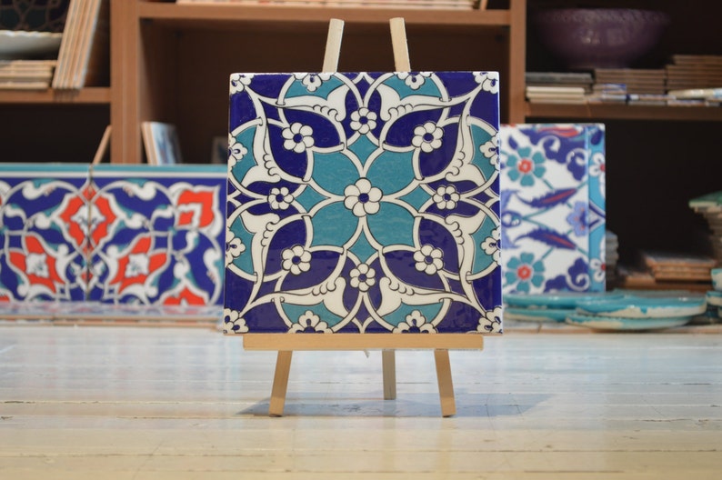 4 pieces set Wall decor tile Turkish Iznik tile set of 4 pieces Ottoman design image 2