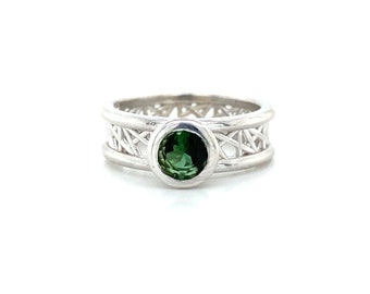 Petite Green Tourmaline Round Connection Ring