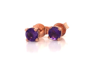 14K Rose Gold Amethyst Studs
