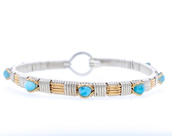 Classic  larimar Gemstone Bangle Bracelet