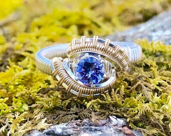 Tanzanite Pulse Petite Gemstone Wire Wrap Ring Designs by Ryan Eure