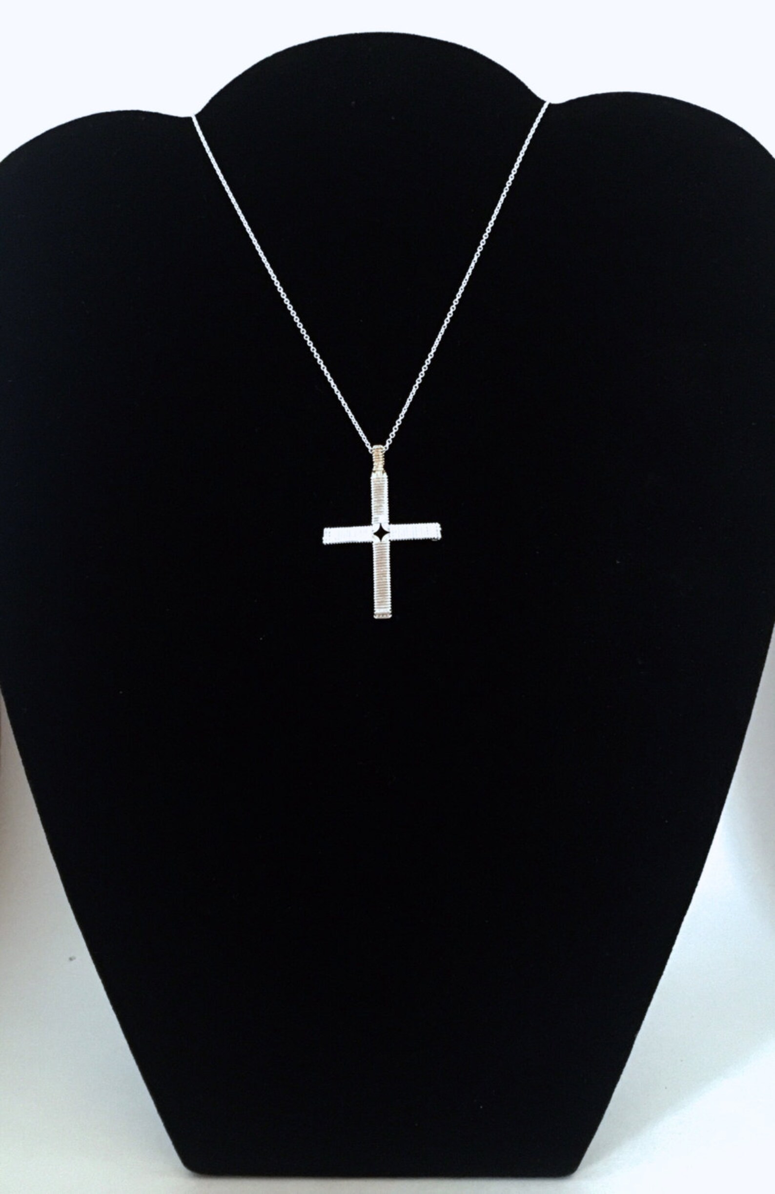Wire Wrapped Silver Cross Fine Silver and Gold Jewelry Hand Etsy