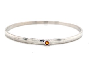 Sterling Silver Citrine Gemstone Slip-On Bangle