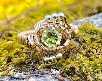 Peridot Andromeda Petite Gemstone Wire Wrap Ring Designs by Ryan Eure