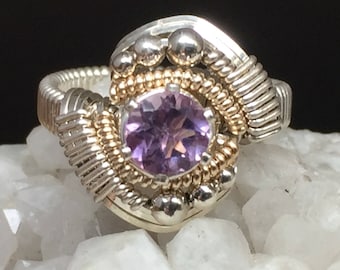 Orion Amethyst Wire Wrapped Ring Argentium Silver Wire Wrapped Jewelry