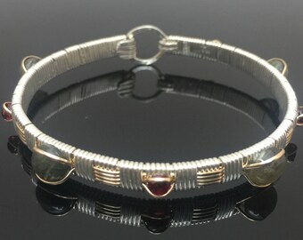 Labradorite and Garnet Elite Classic Gemstone Bangle