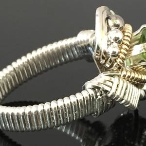 Orion Peridot Wire Wrapped Ring Argentium Silver and 14 Karat Yellow Gold Filled Wire Wrapped Jewelry image 4