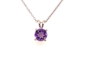 Sterling Silver Solitaire Pendant with Amethyst