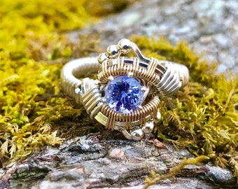 Petite Tanzanite Andromeda Gemstone Wire Wrap Ring Designs by Ryan Eure