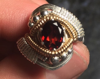 Orion Oval Wire Wrapped Almandine Garnet Ring